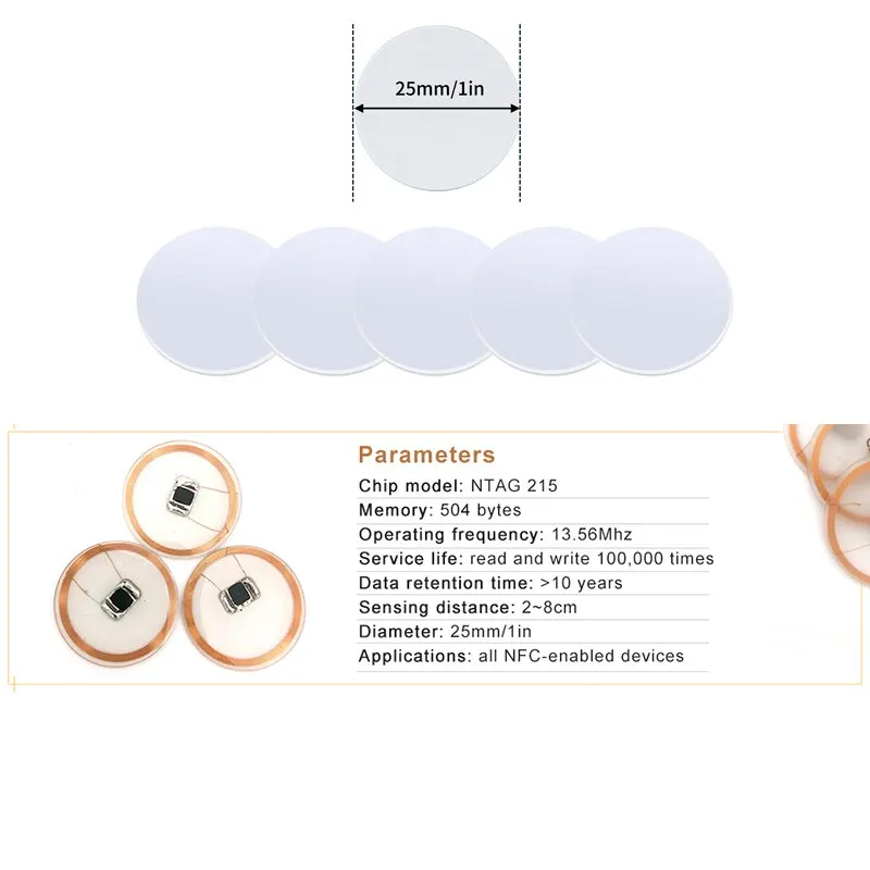 20pcs 50pcs 13.56MHz Ntag215 N - Nfc Tag Programmable 리뷰 및 가격