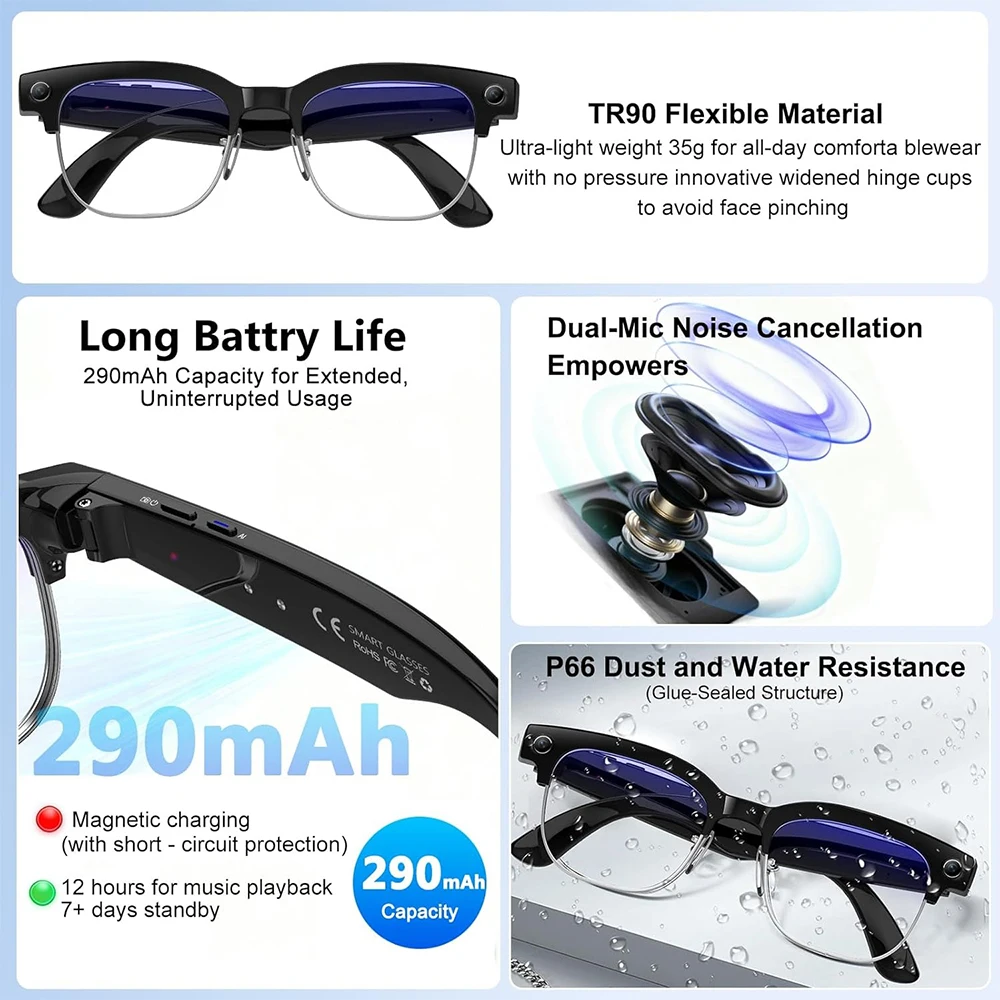 4K 스마트 AI 안경 8MP 카메라 비디오 녹화 사진 - Smart Glasses Ar 리뷰 및 가격